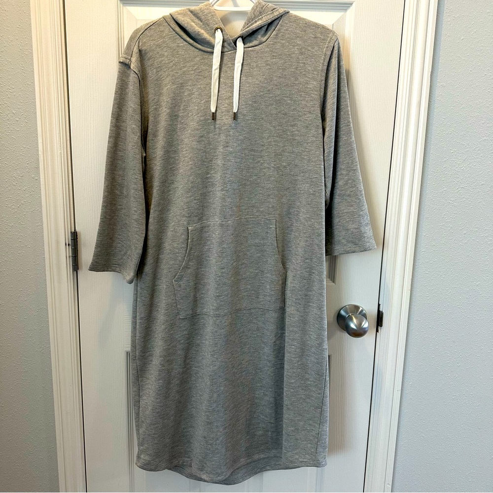 DE Collection Hoodie Dress - Elbow Sleeves - Mid Weight NWT! Apron pocket dress